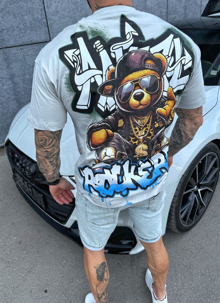 Мъжка тениска в сив цвят oversized модел