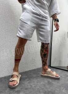 Мъжки къс екип в бял цвят oversized модел L36107-2