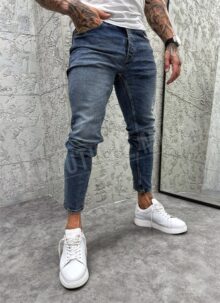Мъжки дънки в син цвят slim fit A1364
