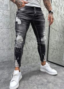 Мъжки дънки в тъмно сив цвят slim fit A4932-2
