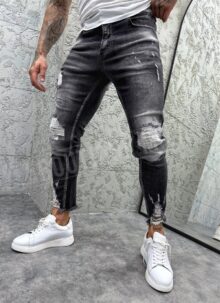 Мъжки дънки в тъмно сив цвят slim fit A4932-2