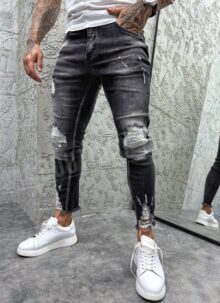 Мъжки дънки в тъмно сив цвят slim fit A4932-2
