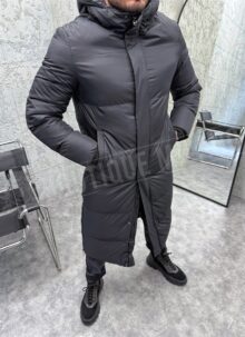 Мъжко зимно яке с ефектни ципове отстрани в черен цвят K022-1