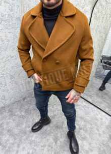 Мъжко късо палто в кафяв цвят с копчета PL1070-2