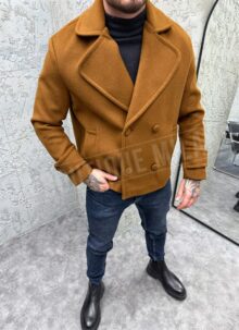 Мъжко късо палто в кафяв цвят с копчета PL1070-2