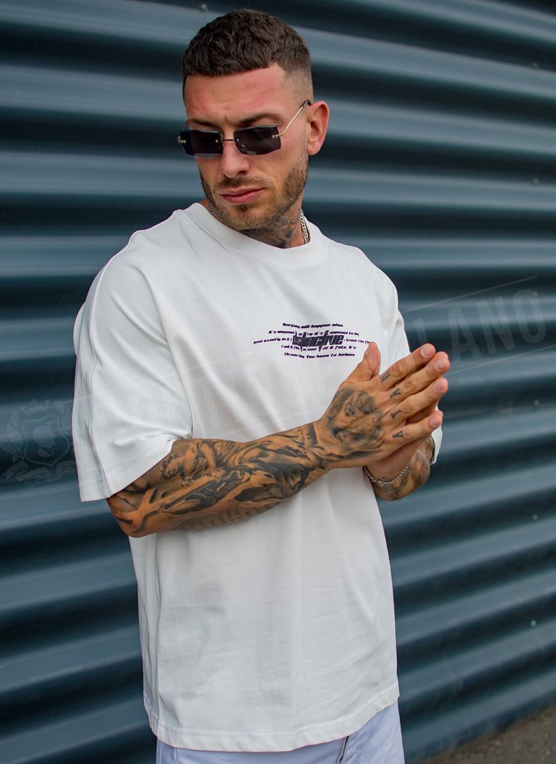 Мъжка oversize тениска в бял цвят T26095-2