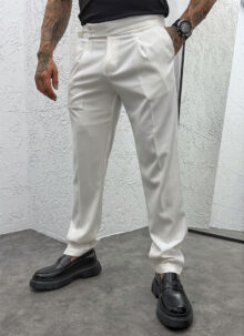 Мъжки бял елегантен панталон Slim Fit P167-7