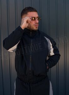 Мъжки подплатен спортен екип в черно oversized модел L9206-1