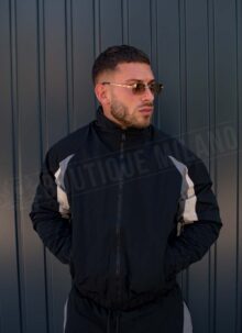 Мъжки подплатен спортен екип в черно oversized модел L9206-1