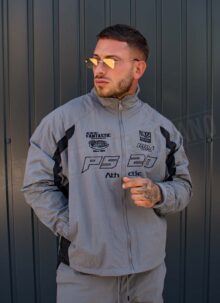 Мъжки подплатен спортен екип в сиво и черно L9207-2