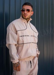 Мъжки спортен екип в бежово с брандиран надпис L8007-2