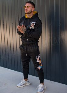 Мъжки спортен екип с аниме графика "LUFFY OFF WORLD" – Черен L363-1
