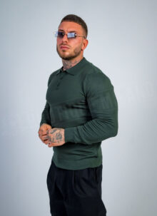 Мъжки фин плетен пуловер "CLASSIC KNIT"в зелен цвят B8501-5