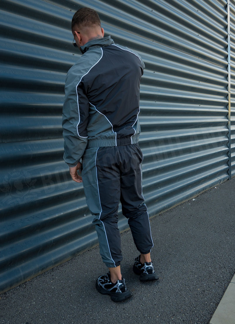 Мъжки спортен комплект "PIPING TRACKSUIT" – тъмносиво / черно L1511-4