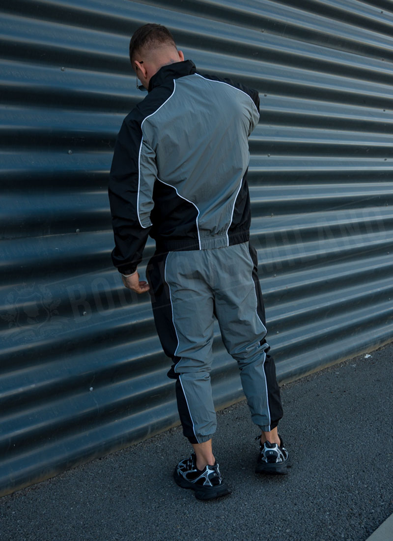 Мъжки спортен комплект "PIPING TRACKSUIT" – черно/тъмносиво L1511-2