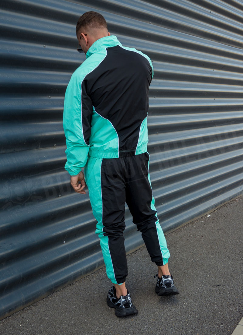 Мъжки спортен комплект "PIPING TRACKSUIT" – тюркоазен / черен цвят L1511-3