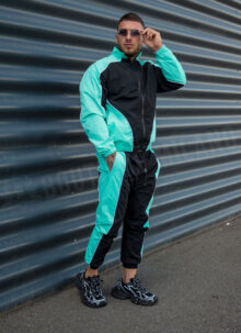 Мъжки спортен комплект "PIPING TRACKSUIT" – тюркоазен / черен цвят L1511-3