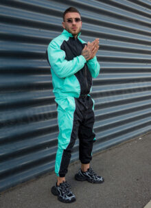 Мъжки спортен комплект "PIPING TRACKSUIT" – тюркоазен / черен цвят L1511-3