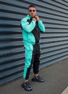 Мъжки спортен комплект "PIPING TRACKSUIT" – тюркоазен / черен цвят L1511-3