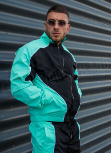 Мъжки спортен комплект "PIPING TRACKSUIT" – тюркоазен / черен цвят L1511-3