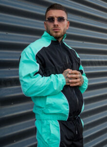 Мъжки спортен комплект "PIPING TRACKSUIT" – тюркоазен / черен цвят L1511-3