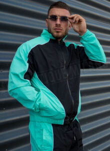 Мъжки спортен комплект "PIPING TRACKSUIT" – тюркоазен / черен цвят L1511-3