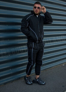 Мъжки спортен комплект "PIPING TRACKSUIT" – черно L1511-1