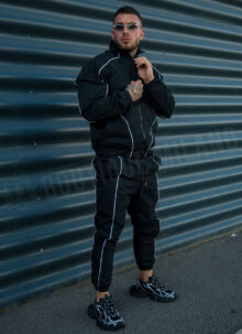 Мъжки спортен комплект "PIPING TRACKSUIT" – черно L1511-1