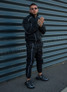 Мъжки спортен комплект "PIPING TRACKSUIT" – черно L1511-1