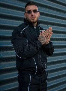 Мъжки спортен комплект "PIPING TRACKSUIT" – черно L1511-1