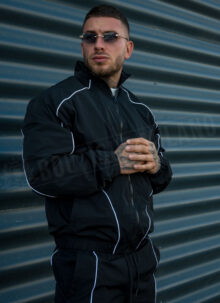 Мъжки спортен комплект "PIPING TRACKSUIT" – черно L1511-1
