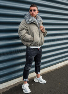 Мъжко зимно яке с богата пухена яка "LUX FUR BOMBER" K20154-2