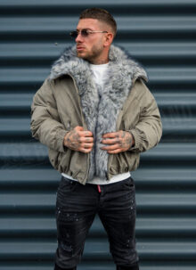 Мъжко зимно яке с богата пухена яка "LUX FUR BOMBER" K20154-2