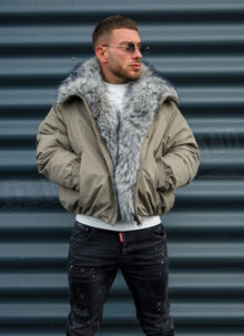 Мъжко зимно яке с богата пухена яка "LUX FUR BOMBER" K20154-2