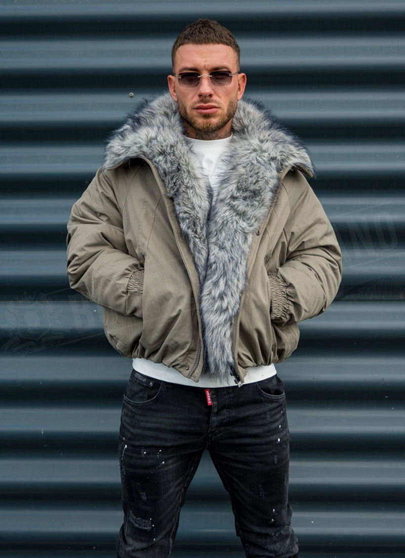 Мъжко зимно яке с богата пухена яка "LUX FUR BOMBER" K20154-2