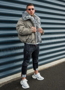 Мъжко зимно яке с богата пухена яка "LUX FUR BOMBER" K20154-2