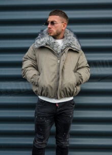 Мъжко зимно яке с богата пухена яка "LUX FUR BOMBER" K20154-2