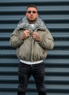 Мъжко зимно яке с богата пухена яка "LUX FUR BOMBER" K20154-2