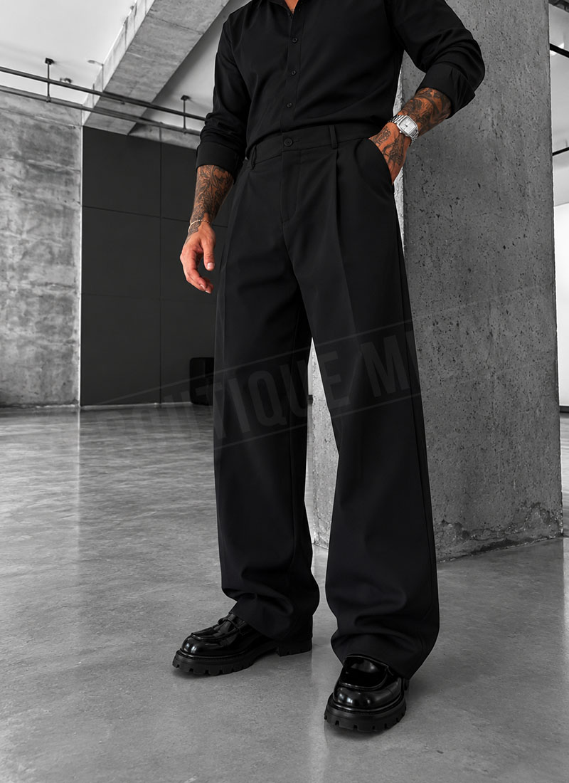 Мъжки панталон в черен цвят свободната кройка (Baggy fit) P2897-1