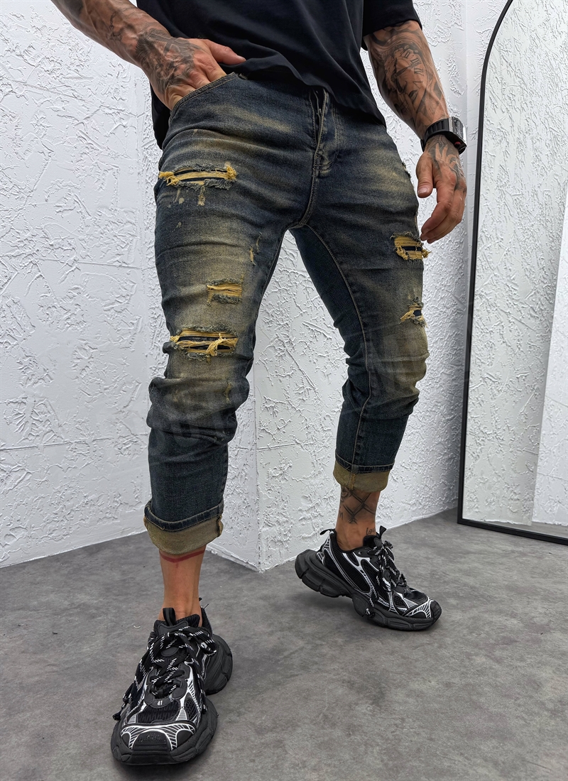 Мъжки дънки с "Dark Wash" ефект в тъмносин цвят A8596